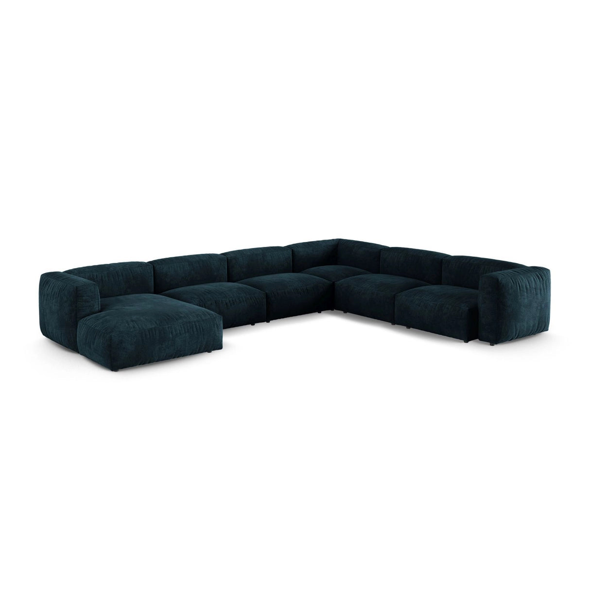 Martina modulares Panoramasofa, Rechte Seite, Sitztiefe 90 cm, aus Samt in Deep Petrol (Vogue 13), 420x330 cm von Micadoni – Bild 3