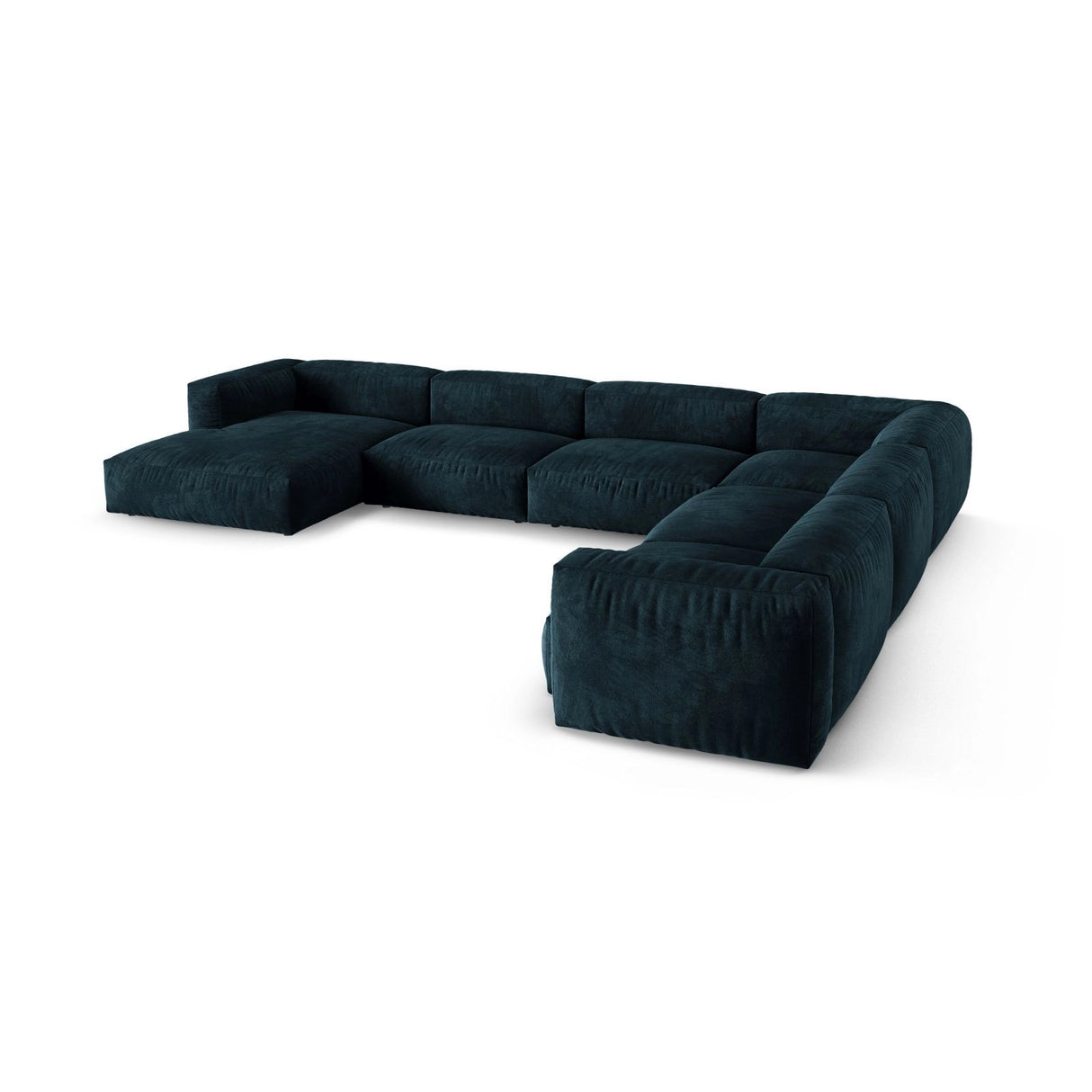 Martina modulares Panoramasofa, Rechte Seite, Sitztiefe 90 cm, aus Samt in Deep Petrol (Vogue 13), 420x330 cm von Micadoni – Bild 4