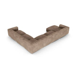 Martina modulares Panoramasofa, Rechte Seite, Sitztiefe 90 cm, aus Samt in Dunkelbeige (Vogue 3), 420x330 cm von Micadoni – Bild 5
