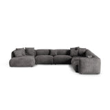 Martina modulares Panoramasofa, Rechte Seite, Sitztiefe 90 cm, aus Samt in Grau (Vogue 15), 420x330 cm von Micadoni – Bild 1