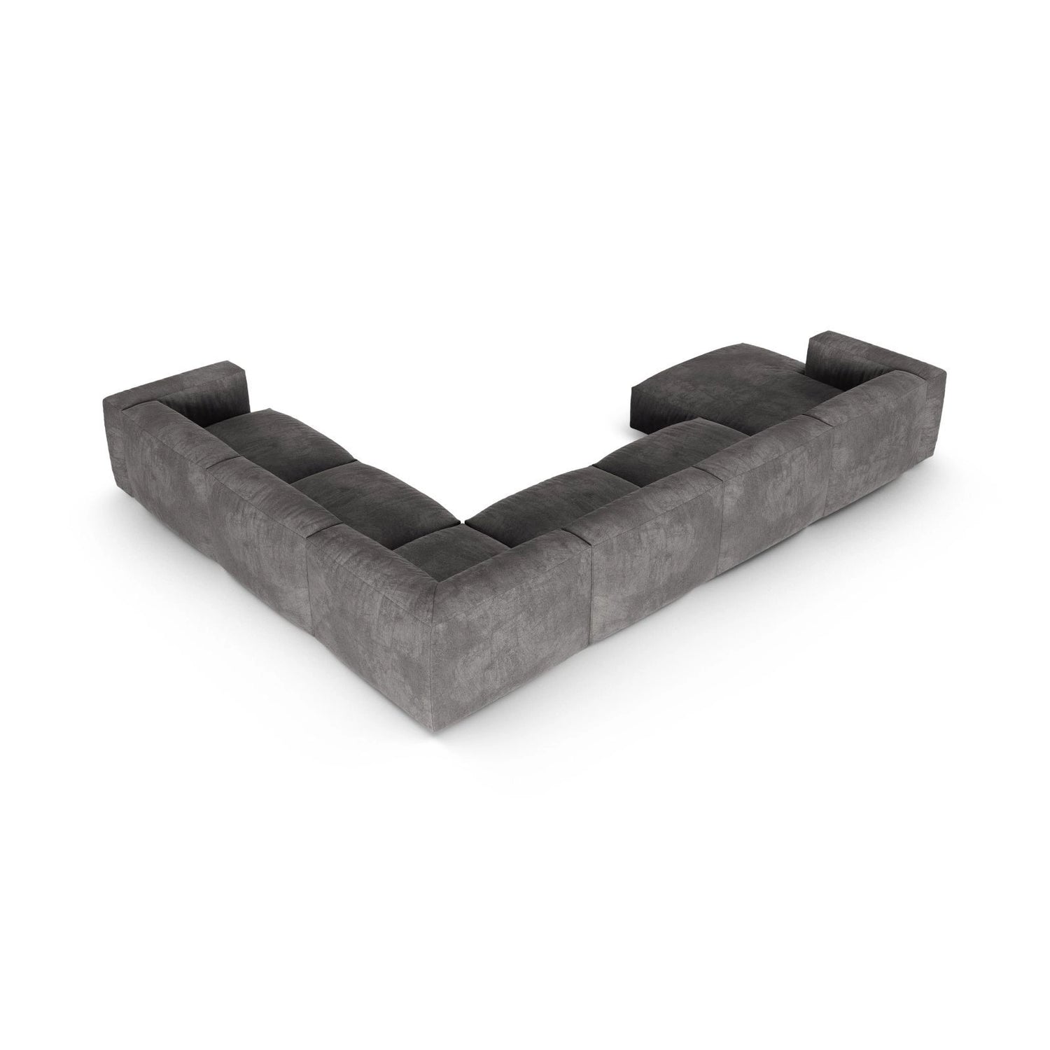 Martina modulares Panoramasofa, Rechte Seite, Sitztiefe 90 cm, aus Samt in Grau (Vogue 15), 420x330 cm von Micadoni – Bild 5