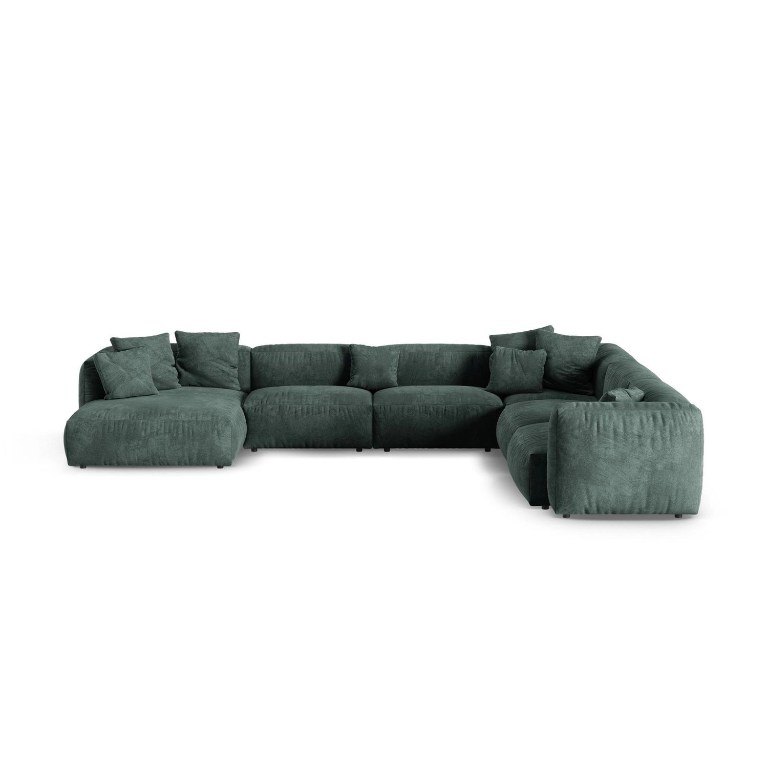 Martina modulares Panoramasofa, Rechte Seite, Sitztiefe 90 cm, aus Samt in Petrol (Vogue 12), 420x330 cm von Micadoni – Bild 1