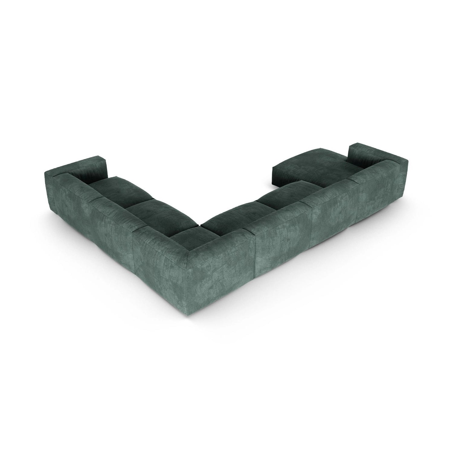 Martina modulares Panoramasofa, Rechte Seite, Sitztiefe 90 cm, aus Samt in Petrol (Vogue 12), 420x330 cm von Micadoni – Bild 5