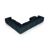 Martina modulares Panoramasofa, Rechte Seite, Sitztiefe 90 cm, aus Strukturierter Stoff in Blau Jeans (Boston Ocean), 420x330 cm von Micadoni – Bild 5