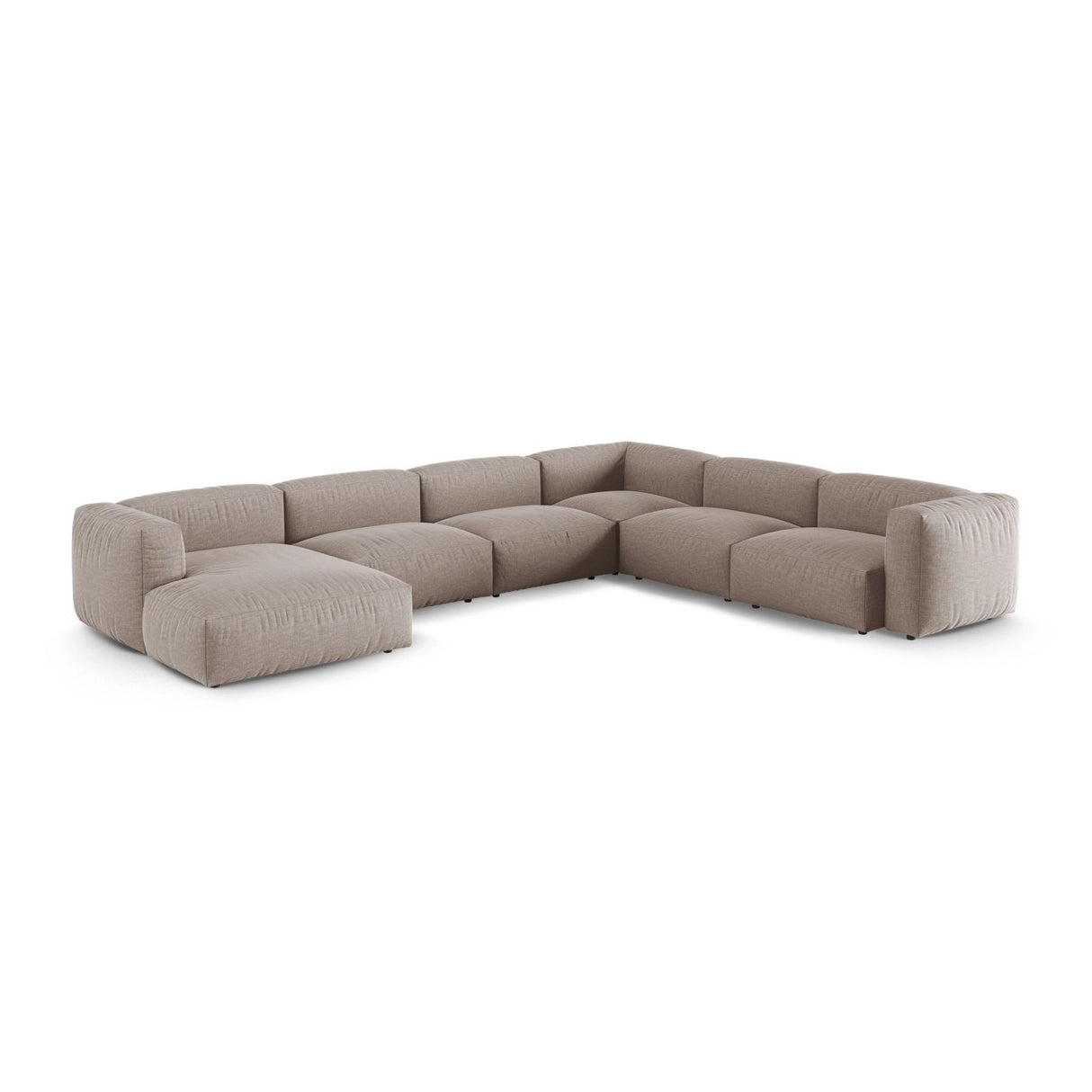 Martina modulares Panoramasofa, Rechte Seite, Sitztiefe 90 cm, aus Strukturierter Stoff in Dunkelbeige (Boston Trufa), 420x330 cm von Micadoni – Bild 3