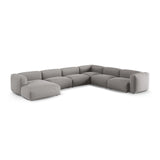 Martina modulares Panoramasofa, Rechte Seite, Sitztiefe 90 cm, aus Strukturierter Stoff in Hellgrau (Boston Light Grey), 420x330 cm von Micadoni – Bild 3