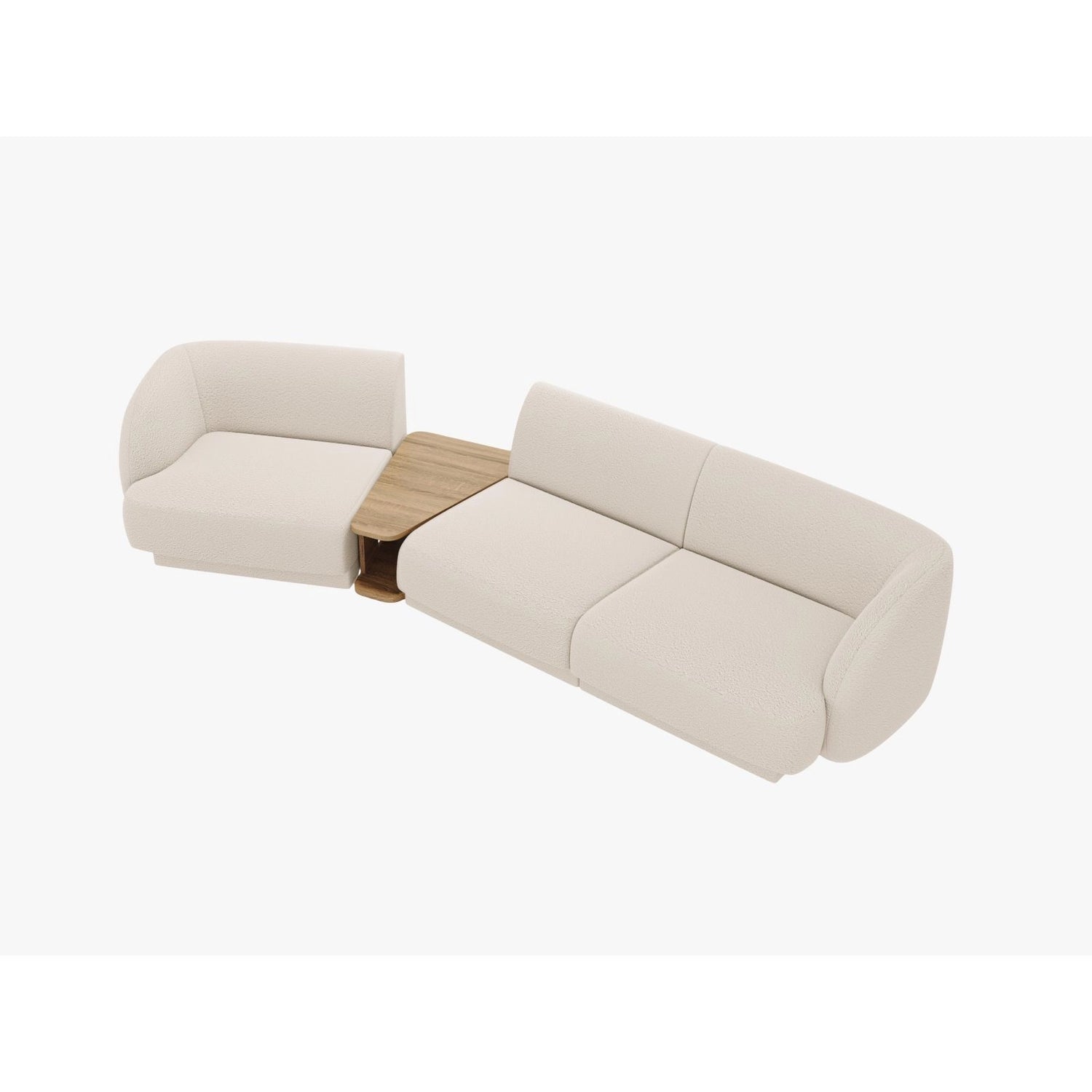 Miley Modulares 3-Sitzer Sofa, Linke Seite, aus Boucle in Beige (Baloo 2074), 303x126 cm von Micadoni – Bild 4