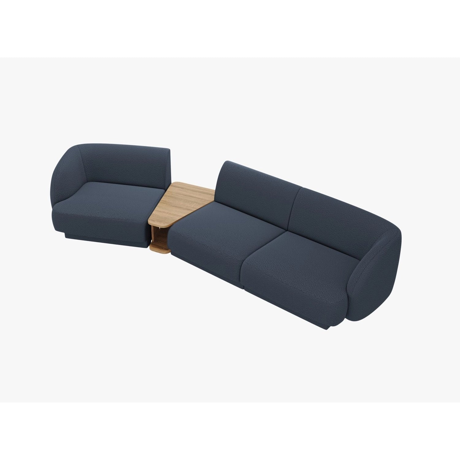 Miley Modulares 3-Sitzer Sofa, Linke Seite, aus Boucle in Dunkelblau (Baloo 2088), 303x126 cm von Micadoni – Bild 4