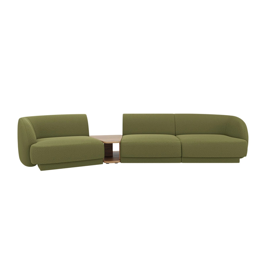 Miley Modulares 3-Sitzer Sofa, Linke Seite, aus Boucle in Dunkles olivgrün (Baloo 2090), 303x126 cm von Micadoni – Bild 1