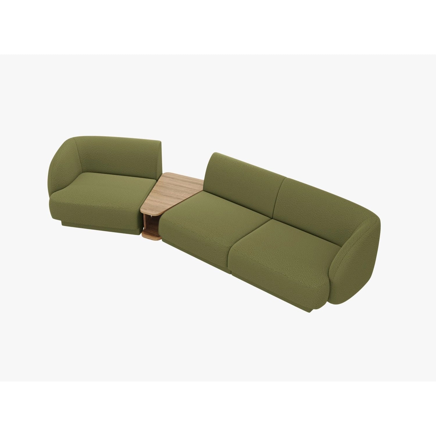 Miley Modulares 3-Sitzer Sofa, Linke Seite, aus Boucle in Dunkles olivgrün (Baloo 2090), 303x126 cm von Micadoni – Bild 4