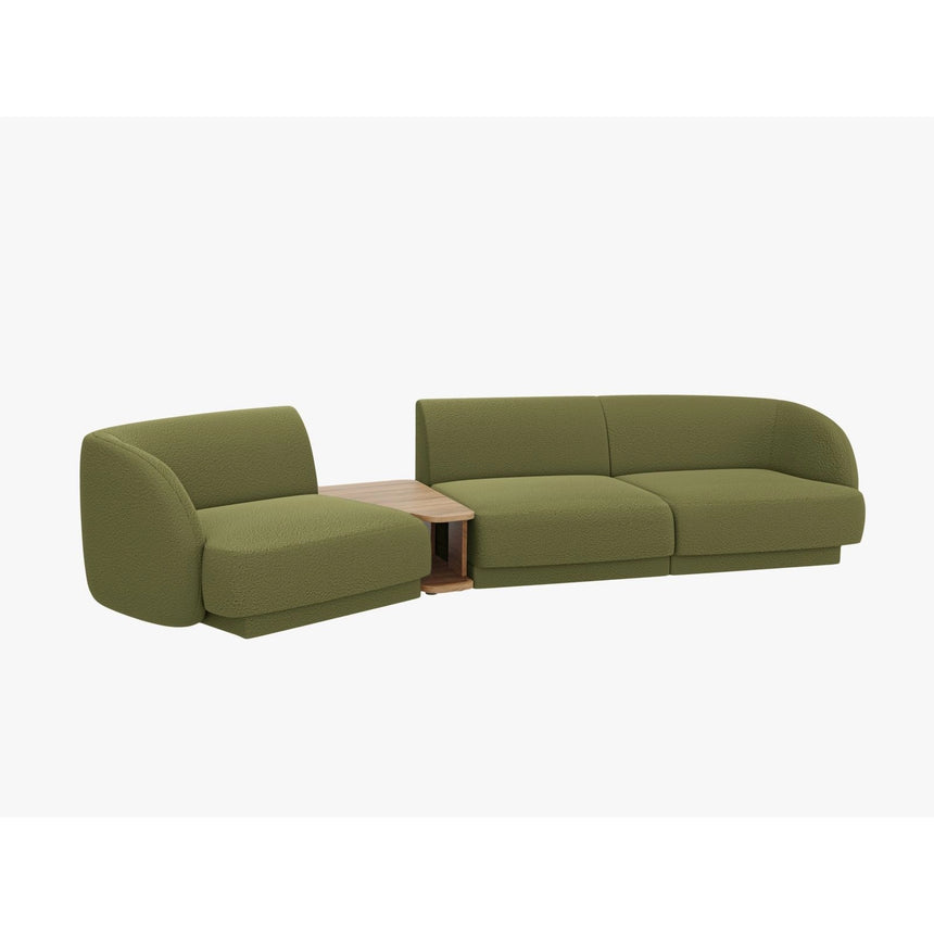 Miley Modulares 3-Sitzer Sofa, Linke Seite, aus Boucle in Dunkles olivgrün (Baloo 2090), 303x126 cm von Micadoni – Bild 5