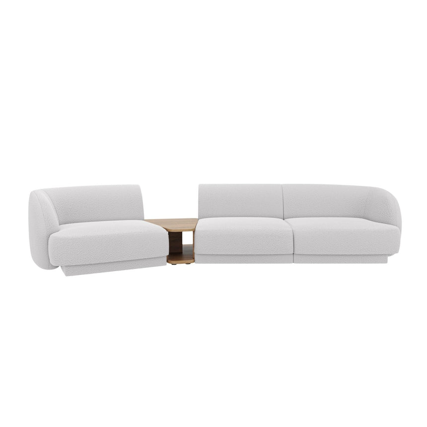 Miley Modulares 3-Sitzer Sofa, Linke Seite, aus Boucle in Hellgrau (Baloo 2085), 303x126 cm von Micadoni – Bild 1