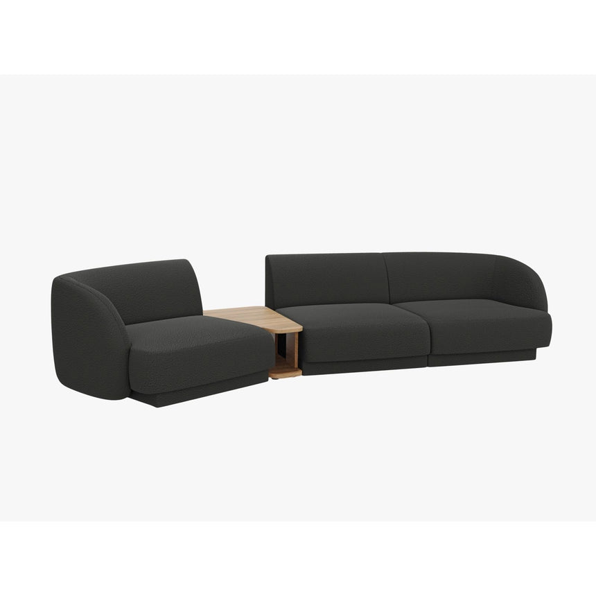 Miley Modulares 3-Sitzer Sofa, Linke Seite, aus Boucle in Schwarz (Baloo 2082), 303x126 cm von Micadoni – Bild 5