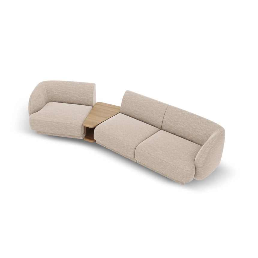 Miley Modulares 3-Sitzer Sofa, Linke Seite, aus Chenille in Beige (Eden 3 Cream), 303x126 cm von Micadoni – Bild 4