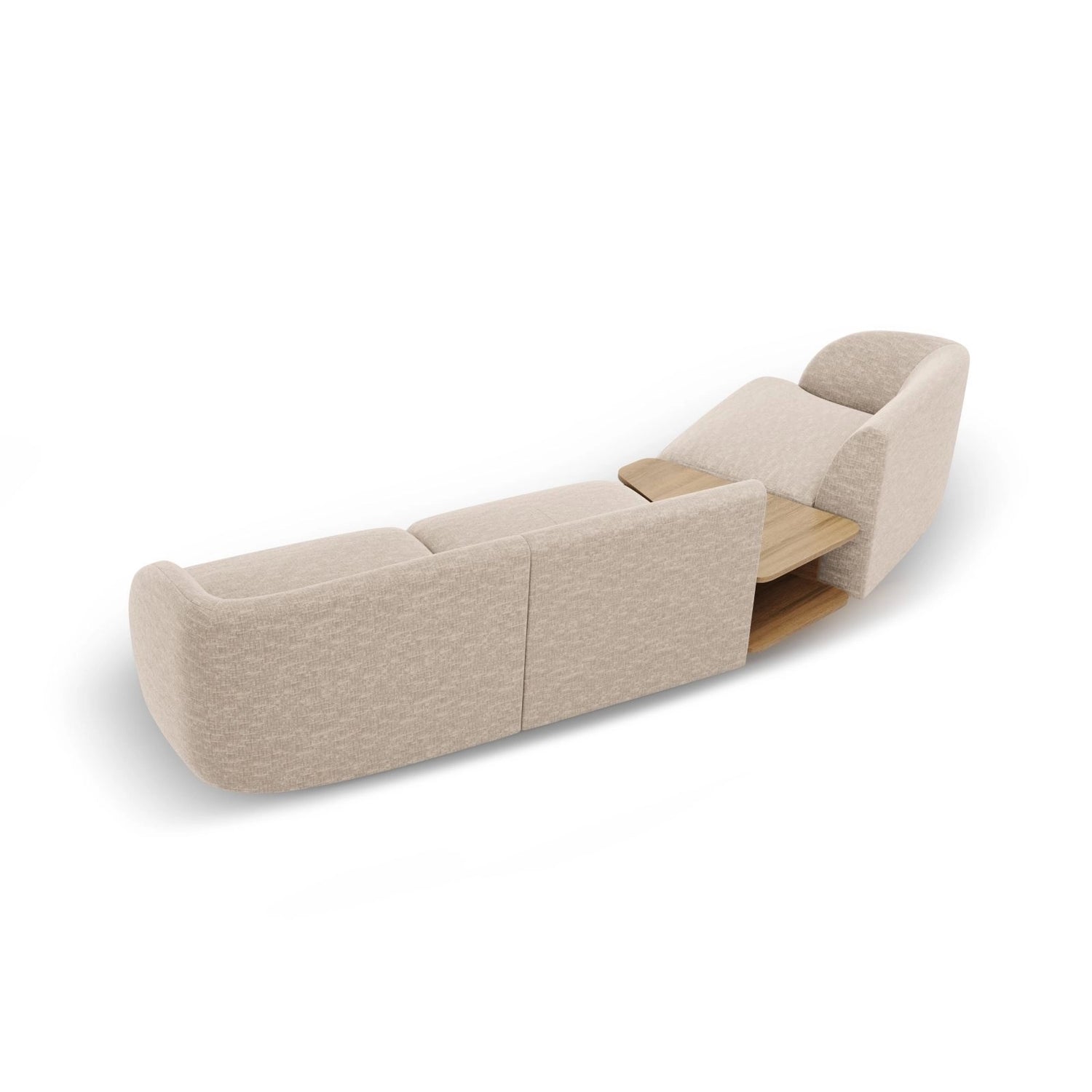 Miley Modulares 3-Sitzer Sofa, Linke Seite, aus Chenille in Beige (Eden 3 Cream), 303x126 cm von Micadoni – Bild 6
