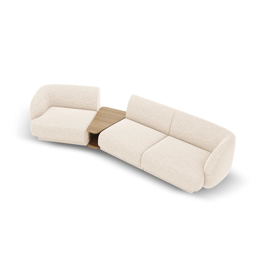 Miley Modulares 3-Sitzer Sofa, Linke Seite, aus Chenille in Elfenbein (Eden 1 Ivory), 303x126 cm von Micadoni – Bild 4