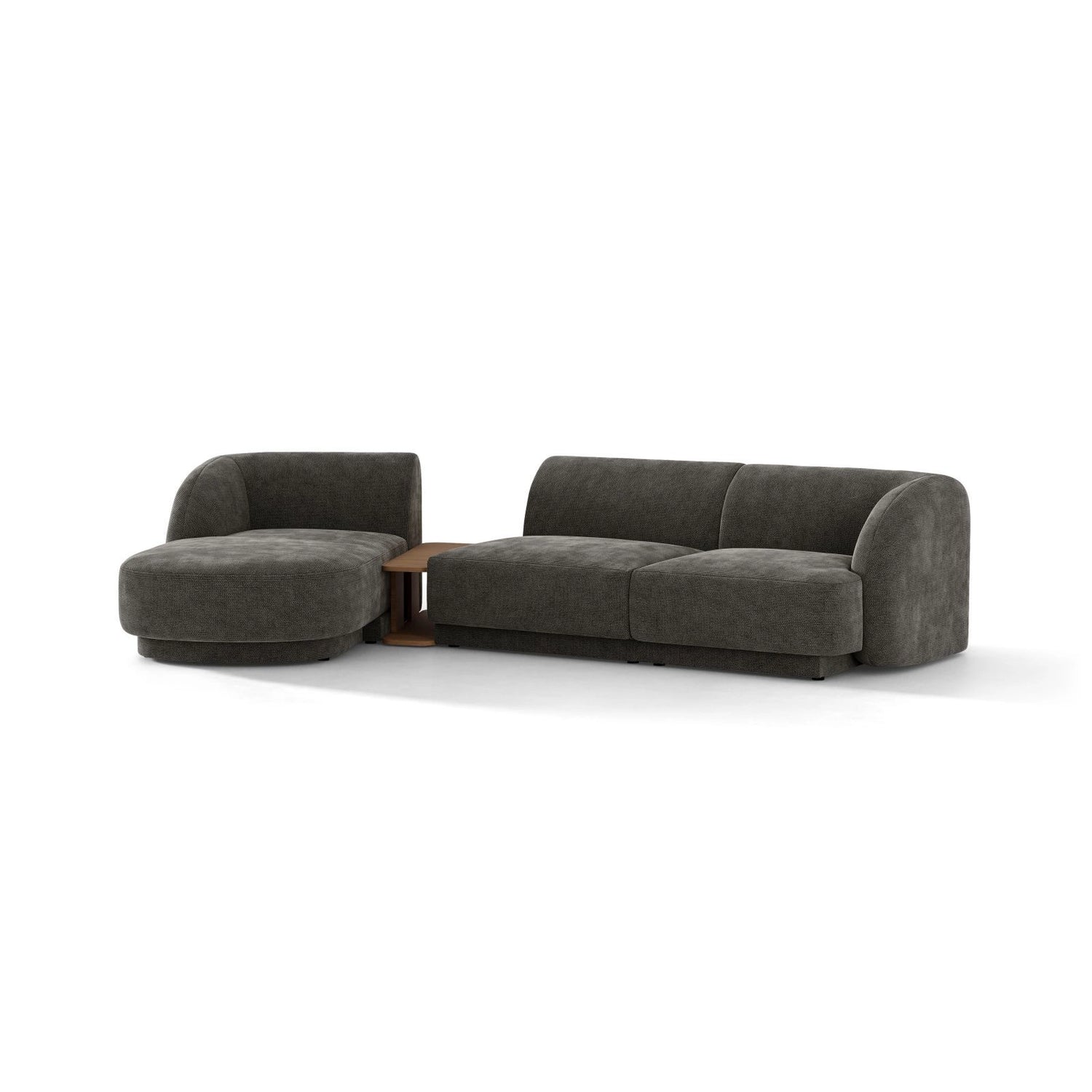 Miley Modulares 3-Sitzer Sofa, Linke Seite, aus Chenille in Grau (Haga 16), 303x178 cm von Micadoni – Bild 4