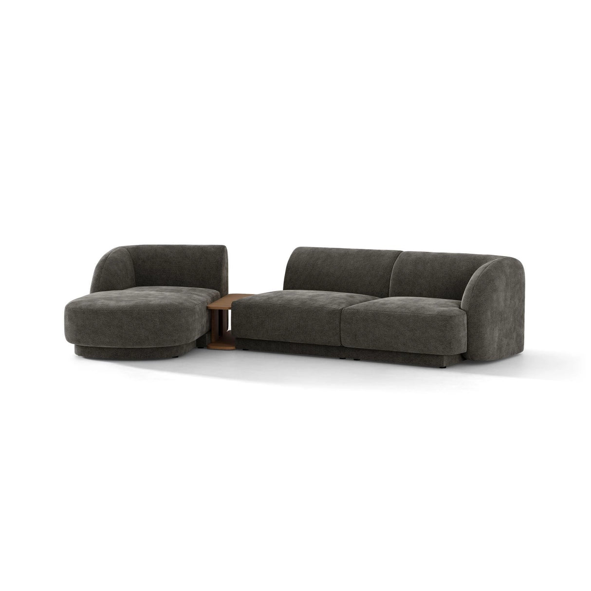 Miley Modulares 3-Sitzer Sofa, Linke Seite, aus Chenille in Grau (Haga 16), 303x178 cm von Micadoni – Bild 4