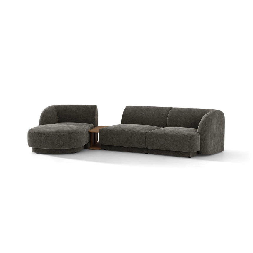 Miley Modulares 3-Sitzer Sofa, Linke Seite, aus Chenille in Grau (Haga 16), 303x178 cm von Micadoni – Bild 4