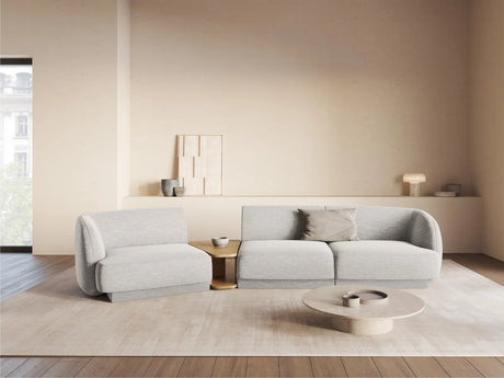 Miley Modulares 3-Sitzer Sofa, Linke Seite, aus Chenille in Hellgrau (Haga 06), 303x126 cm von Micadoni – Bild 2