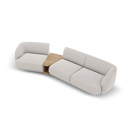 Miley Modulares 3-Sitzer Sofa, Linke Seite, aus Chenille in Hellgrau (Haga 06), 303x126 cm von Micadoni – Bild 4