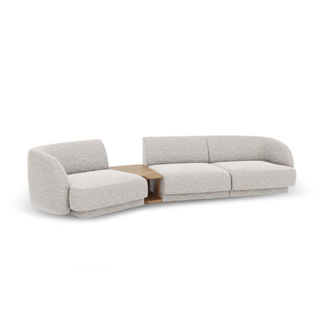 Miley Modulares 3-Sitzer Sofa, Linke Seite, aus Chenille in Hellgrau (Haga 06), 303x126 cm von Micadoni – Bild 5