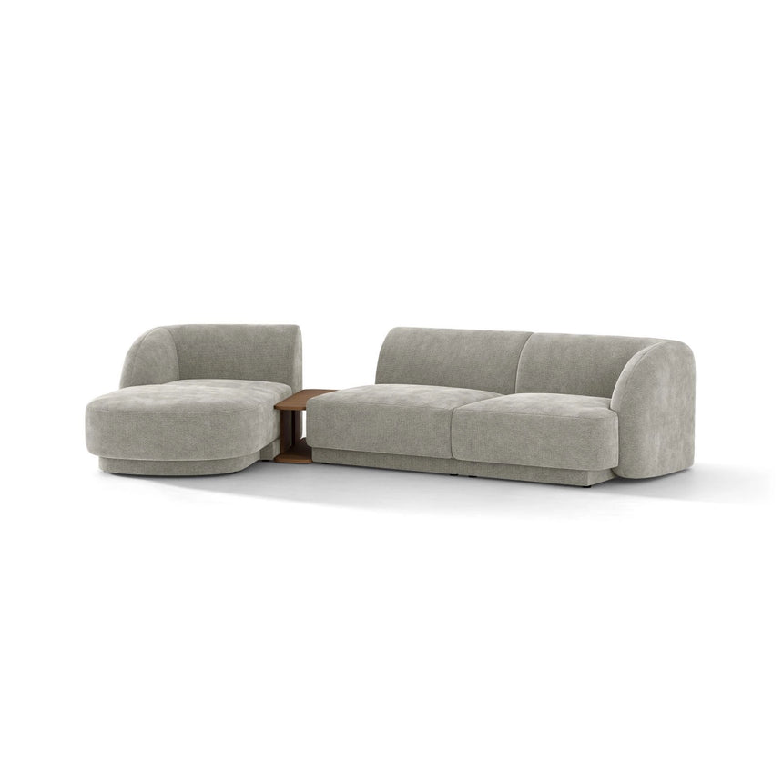 Miley Modulares 3-Sitzer Sofa, Linke Seite, aus Chenille in Hellgrau (Haga 06), 303x178 cm von Micadoni – Bild 4