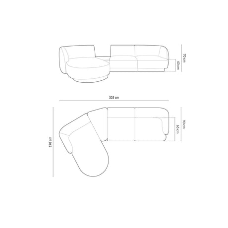 Miley Modulares 3-Sitzer Sofa, Linke Seite, aus Chenille in Königsblau (Haga 86), 303x178 cm von Micadoni – Bild 3