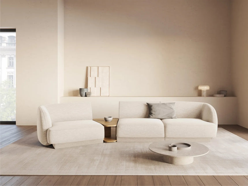 Miley Modulares 3-Sitzer Sofa, Linke Seite, aus Chenille in Leichtes Beige (Haga 23), 303x126 cm von Micadoni – Bild 2