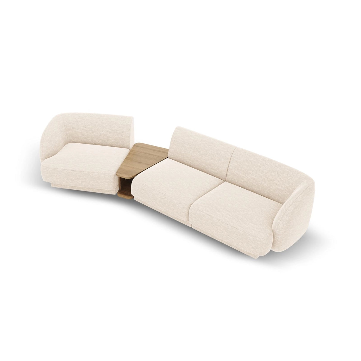 Miley Modulares 3-Sitzer Sofa, Linke Seite, aus Chenille in Leichtes Beige (Haga 23), 303x126 cm von Micadoni – Bild 4