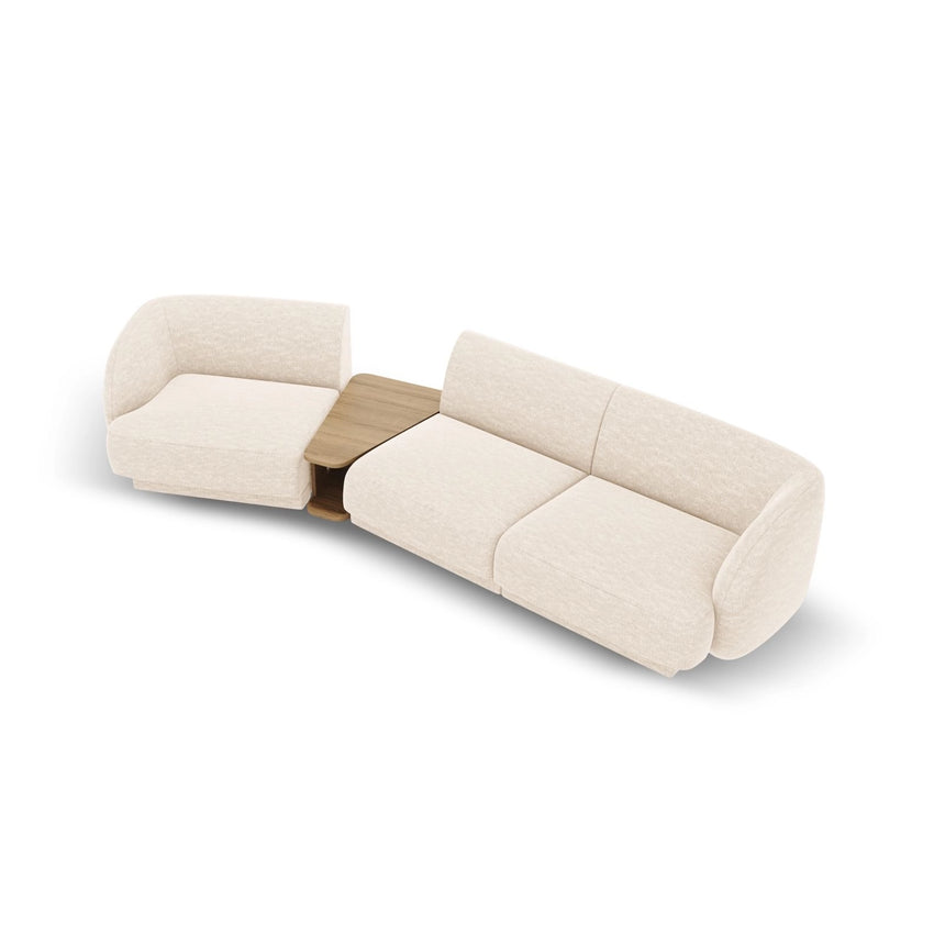 Miley Modulares 3-Sitzer Sofa, Linke Seite, aus Chenille in Leichtes Beige (Haga 23), 303x126 cm von Micadoni – Bild 4