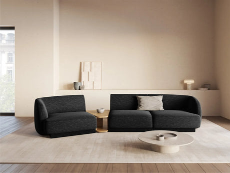 Miley Modulares 3-Sitzer Sofa, Linke Seite, aus Chenille in Schwarz (Haga 19), 303x126 cm von Micadoni – Bild 2