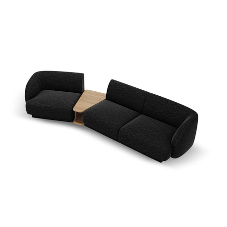 Miley Modulares 3-Sitzer Sofa, Linke Seite, aus Chenille in Schwarz (Haga 19), 303x126 cm von Micadoni – Bild 4