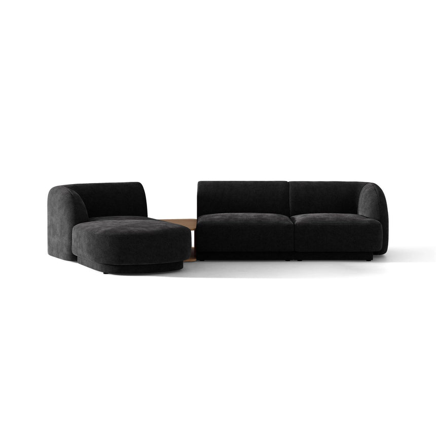 Miley Modulares 3-Sitzer Sofa, Linke Seite, aus Chenille in Schwarz (Haga 19), 303x178 cm von Micadoni – Bild 1