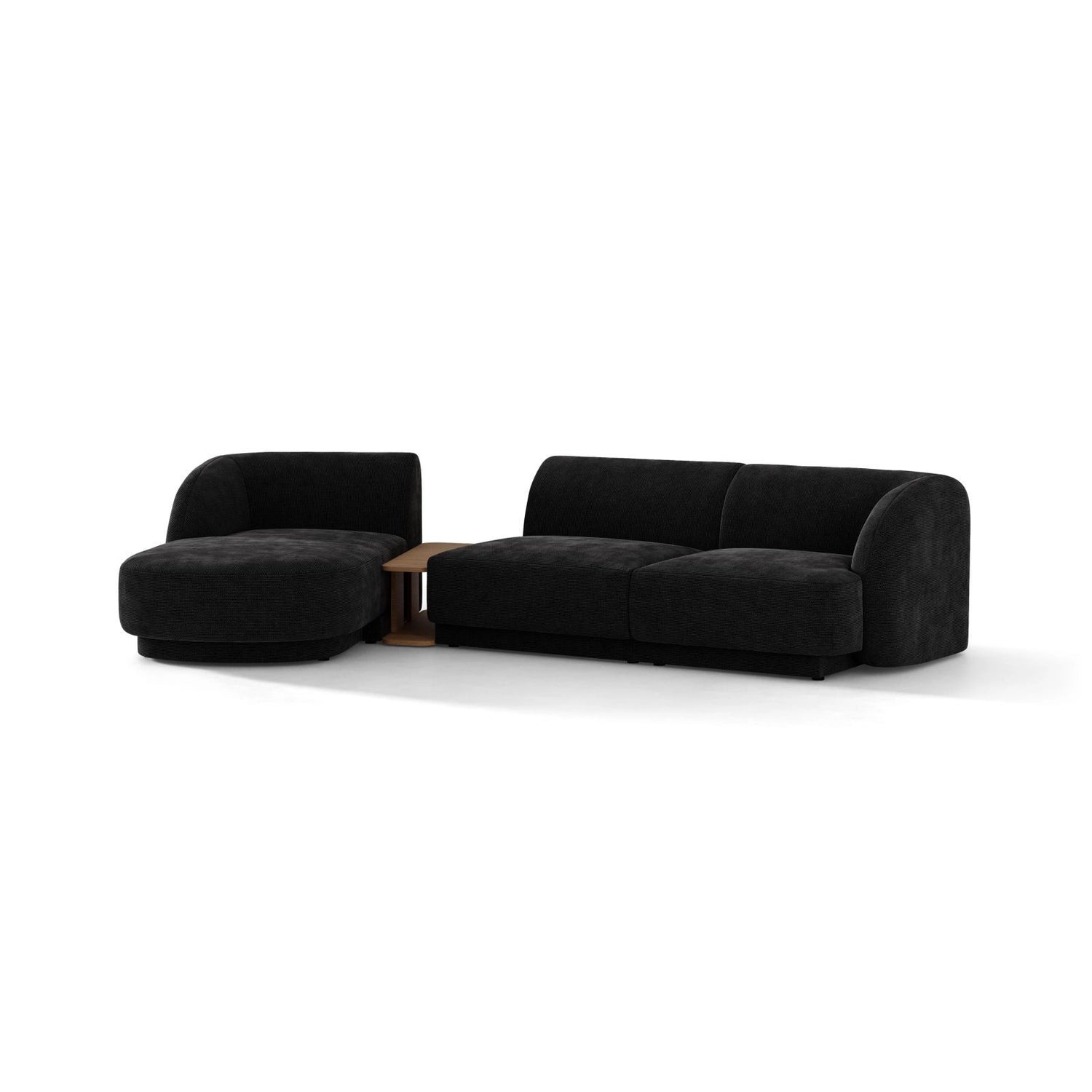 Miley Modulares 3-Sitzer Sofa, Linke Seite, aus Chenille in Schwarz (Haga 19), 303x178 cm von Micadoni – Bild 4