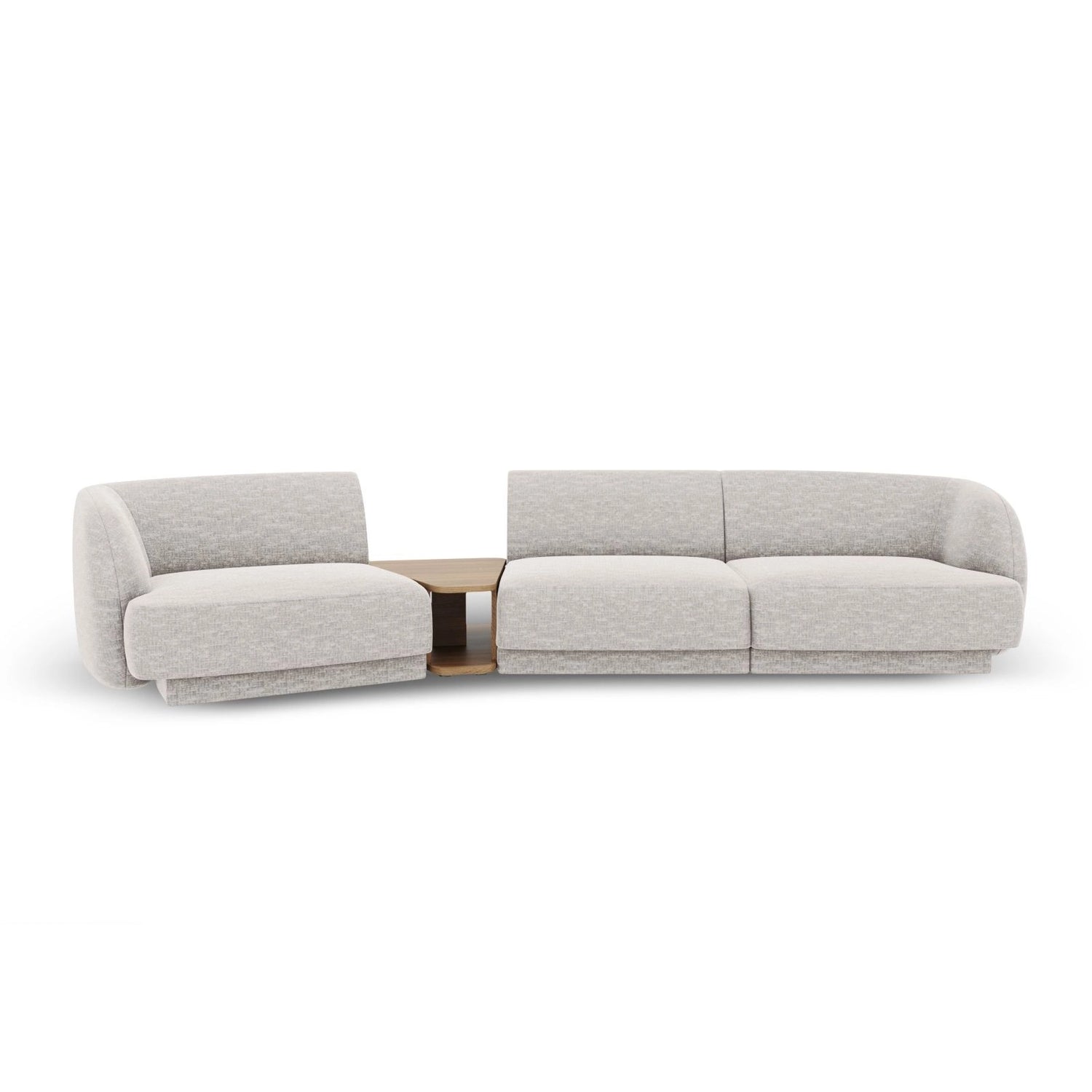 Miley Modulares 3-Sitzer Sofa, Linke Seite, aus Chenille in Silber (Eden 17 Silver), 303x126 cm von Micadoni – Bild 1