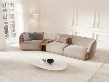 Miley Modulares 3-Sitzer Sofa, Linke Seite, aus Samt in Cappuccino (Bluvel 40), 303x126 cm von Micadoni – Bild 2