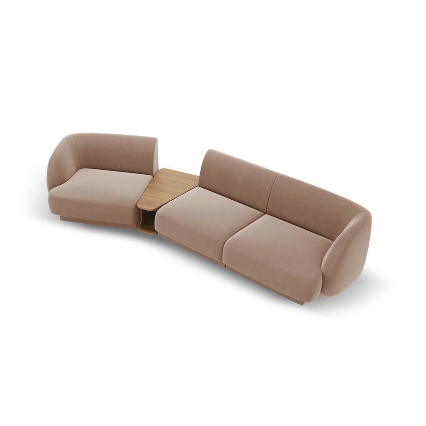 Miley Modulares 3-Sitzer Sofa, Linke Seite, aus Samt in Cappuccino (Bluvel 40), 303x126 cm von Micadoni – Bild 4