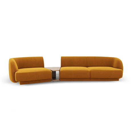 Miley Modulares 3-Sitzer Sofa, Linke Seite, aus Samt in Gelb (Bluvel 68), 303x126 cm von Micadoni – Bild 1