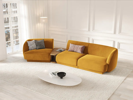 Miley Modulares 3-Sitzer Sofa, Linke Seite, aus Samt in Gelb (Bluvel 68), 303x126 cm von Micadoni – Bild 2
