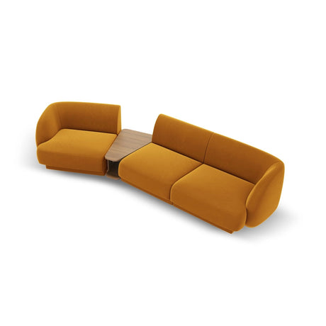 Miley Modulares 3-Sitzer Sofa, Linke Seite, aus Samt in Gelb (Bluvel 68), 303x126 cm von Micadoni – Bild 4