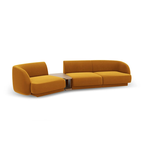 Miley Modulares 3-Sitzer Sofa, Linke Seite, aus Samt in Gelb (Bluvel 68), 303x126 cm von Micadoni – Bild 5