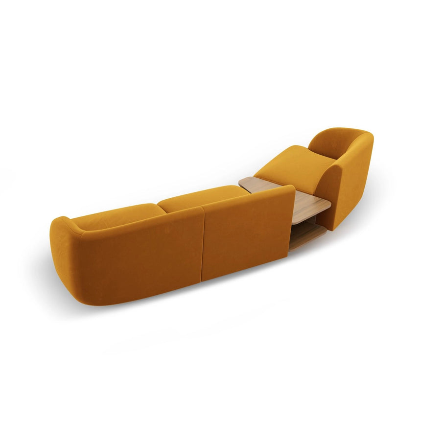 Miley Modulares 3-Sitzer Sofa, Linke Seite, aus Samt in Gelb (Bluvel 68), 303x126 cm von Micadoni – Bild 6