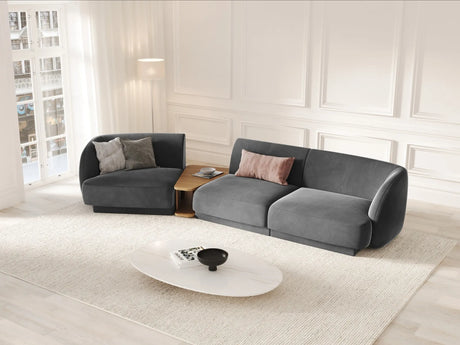 Miley Modulares 3-Sitzer Sofa, Linke Seite, aus Samt in Grau (Bluvel 14), 303x126 cm von Micadoni – Bild 2