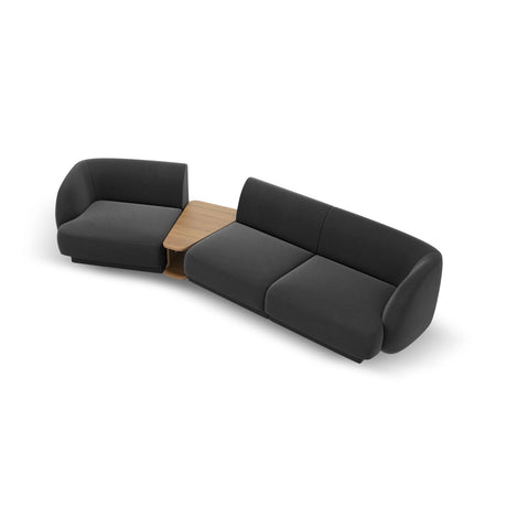 Miley Modulares 3-Sitzer Sofa, Linke Seite, aus Samt in Grau (Bluvel 14), 303x126 cm von Micadoni – Bild 4