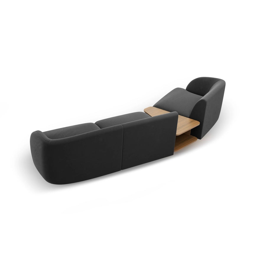 Miley Modulares 3-Sitzer Sofa, Linke Seite, aus Samt in Grau (Bluvel 14), 303x126 cm von Micadoni – Bild 6