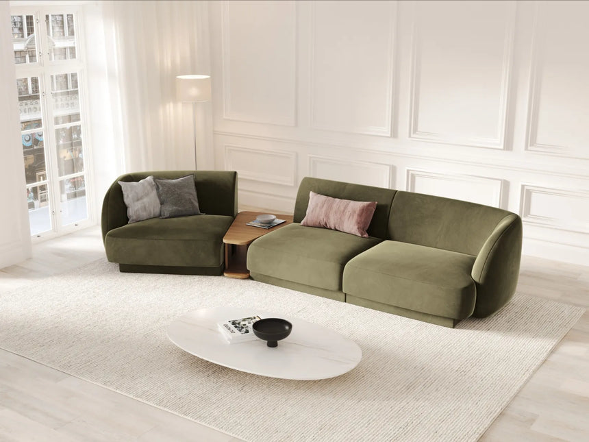 Miley Modulares 3-Sitzer Sofa, Linke Seite, aus Samt in Grün (Bluvel 77), 303x126 cm von Micadoni – Bild 2
