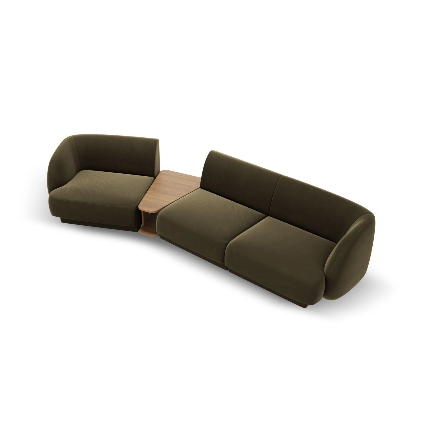 Miley Modulares 3-Sitzer Sofa, Linke Seite, aus Samt in Grün (Bluvel 77), 303x126 cm von Micadoni – Bild 4