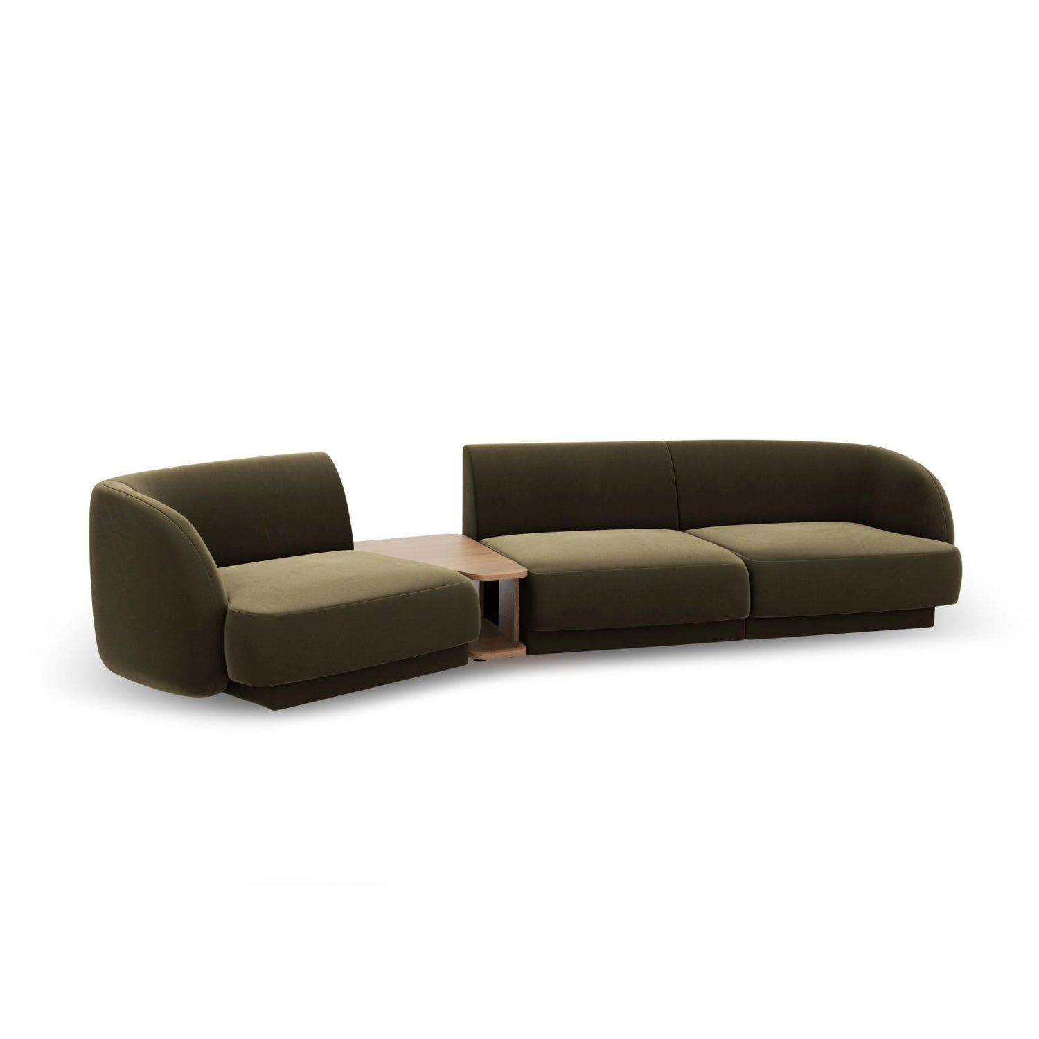 Miley Modulares 3-Sitzer Sofa, Linke Seite, aus Samt in Grün (Bluvel 77), 303x126 cm von Micadoni – Bild 5