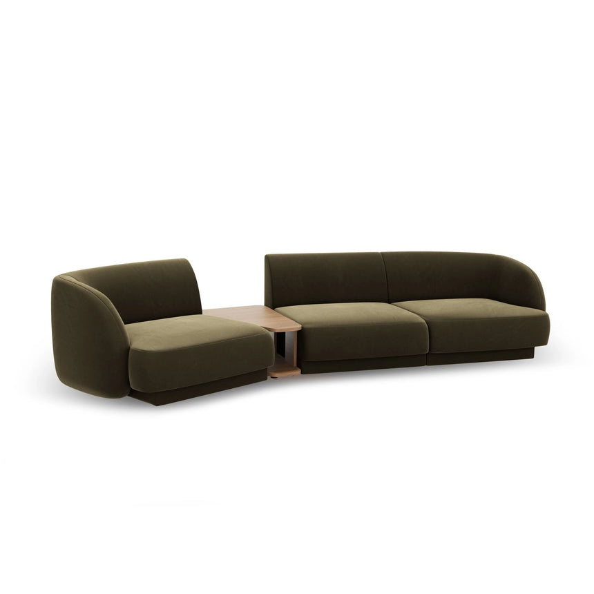 Miley Modulares 3-Sitzer Sofa, Linke Seite, aus Samt in Grün (Bluvel 77), 303x126 cm von Micadoni – Bild 5